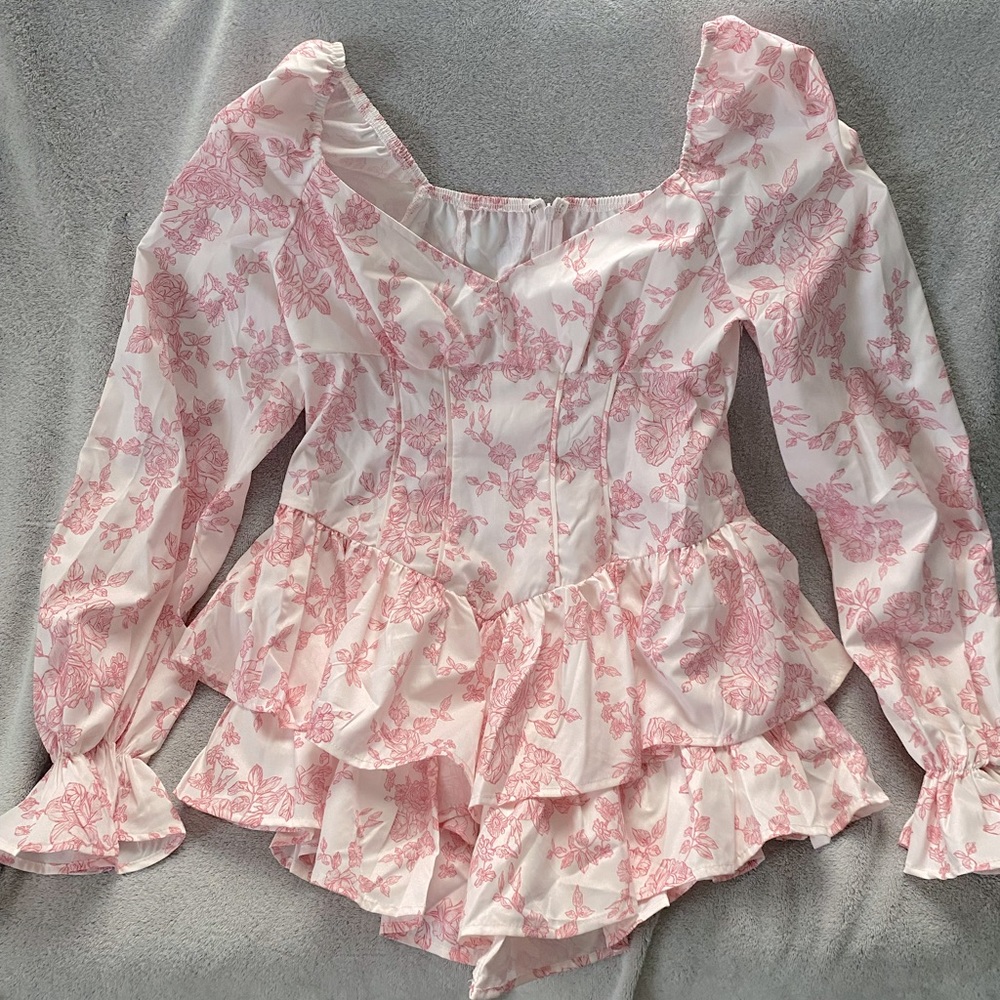 Pink floral romper